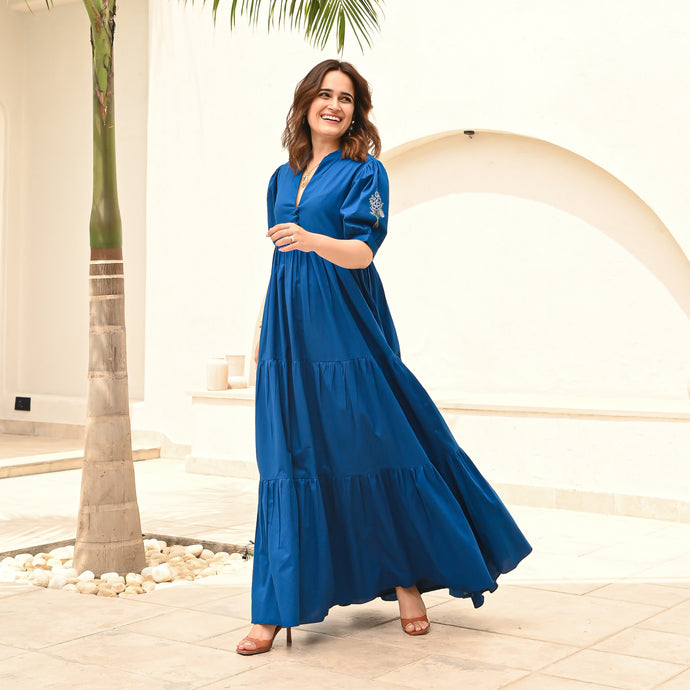 Bouquet Blue Long Dress